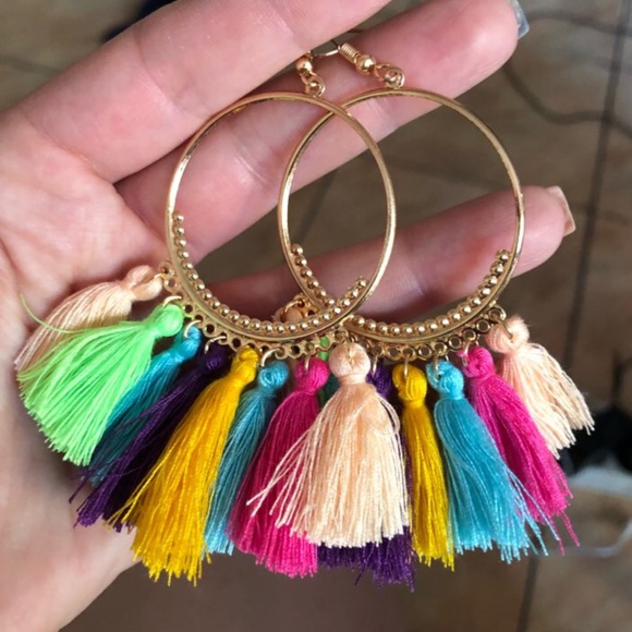 Bohemian Tassel Fashion Earrings/Multi color. - Picture 2 of 6